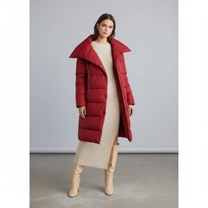 MNG Mango Basics Red Water-Repellent Quilted Puffer Cotton Blanket Coat Sz M/L